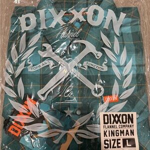 DIXXON Men's Teal and Orange Plaid Flannel Shirt